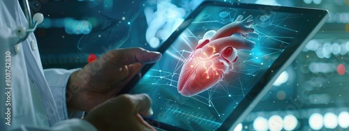 Cardiologist doctor examine heart functions and check up report electronic medical