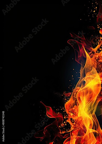 Card border: Close Up of Fire on Black Background