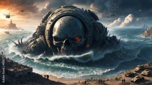Digital Illustration of apocalyptic doomsday. Wallpaper background