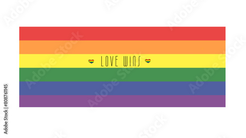 Tęczowa flaga. Miesiąc dumy. LGBTQ. Love Wins. Równouprawnienie. Baner. Wektor.