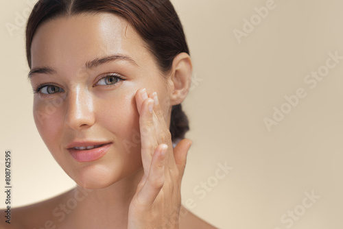 Cosmetics Skin Care Concept Photo Close-up Woman Perfect Face