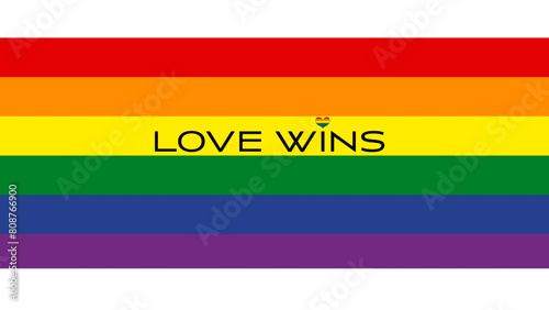 Tęczowa flaga. Miesiąc dumy. LGBTQ. Love Wins. Równouprawnienie. Wektor.