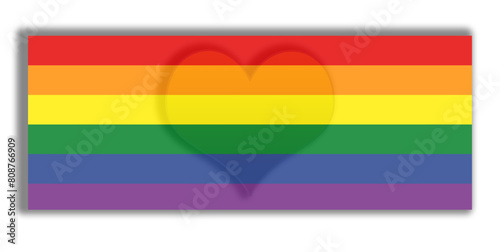 Tęczowa flaga, pas, baner z sercem. Miesiąc dumy. LGBTQ. Serce, miłość. Równouprawnienie. Plik wektorowy.