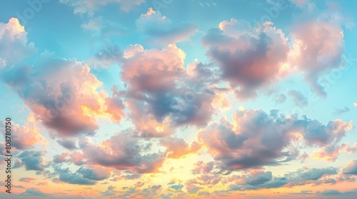 Beautiful sky with pastel clouds at sunset