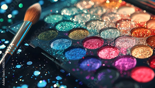 Sparkling Eyeshadow Palette with Makeup Brush