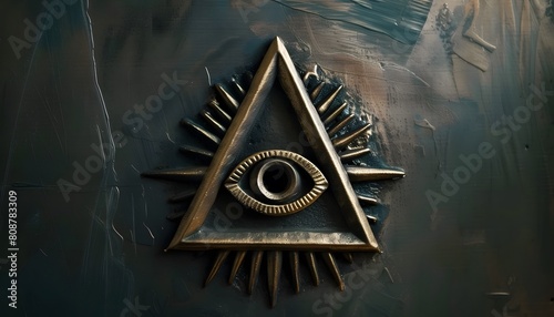 All-Seeing Eye Pyramid on Textured Background
