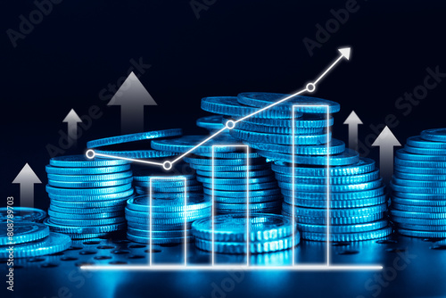 Stock market or forex trading graph and candlestick chart suitable for financial investment concept. Economy trends background for business idea and all art work design. Abstract finance background
