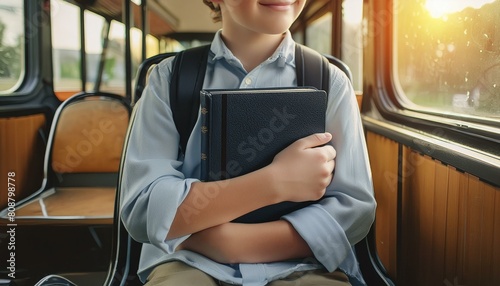 The child Hold The Bible while going to School.