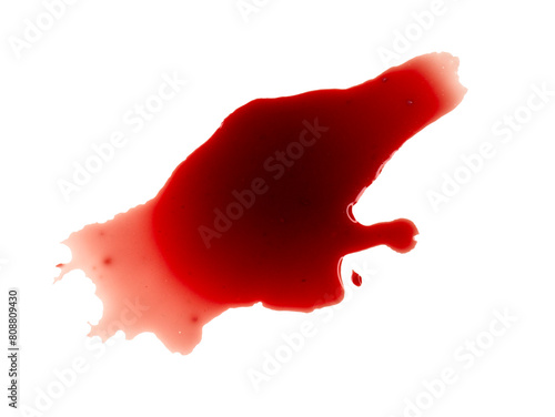Abstract stains, splashes of real blood isolated on white, PNG.