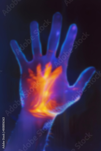 heat map image of a hand, blurred