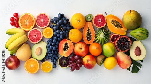 assorted tropical fruits, including red and yellow apples, oranges, and a yellow banana, are arranged on a transparent background