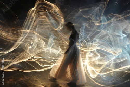 The movement of light over an extended period, using long exposure to create a dynamic dance of illumination