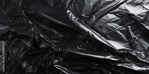 plastic film bag texture background. wrap black materials crumpled dark wallpaper for industrial and manufacturing concepts
