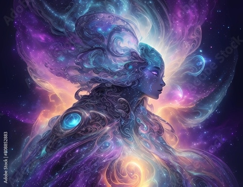 宇宙のエレメントパワーを纏う銀河の女王イメージ概念