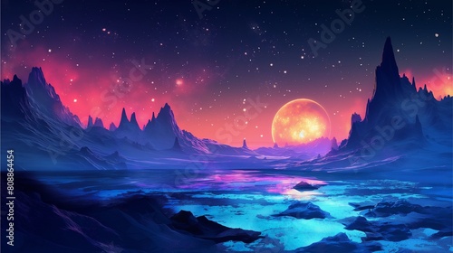 Illustrate a surreal scene crystals shimmer like stars in a cosmic landscape.