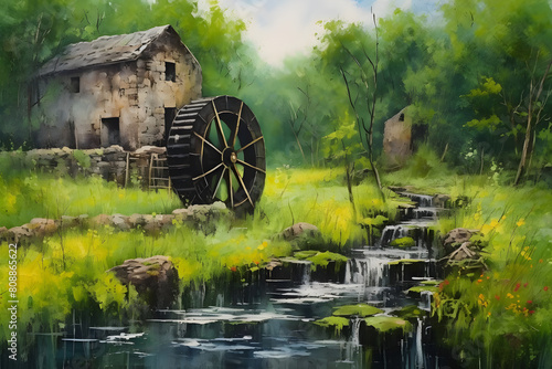 melancholic meadow watermill