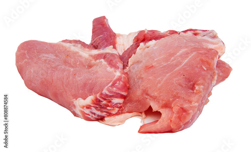 Mięso schabowe na białym tle, schab bez kości