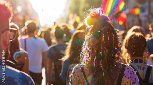 People attend a gay pride event Stock Photo photography