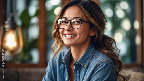 Portrait of smiling young woman wearing glasses