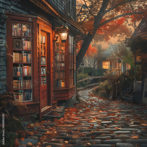 Dawn at an old-world bookstore in New England - A hallmark of US Literature