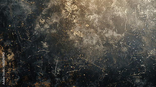 Scratched Black and Gold Metal Texture Background Distressed Industrial Material Surface Detail