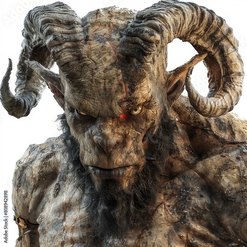 a close up of a statue of a ram with horns