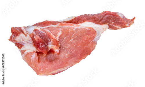 Mięso schabowe na białym tle, schab bez kości 