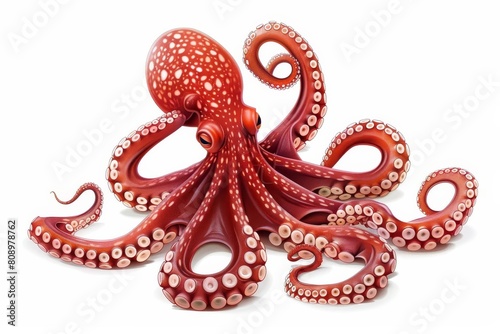 realistic red octopus isolated on white background detailed vector illustration of cephalopod mollusk