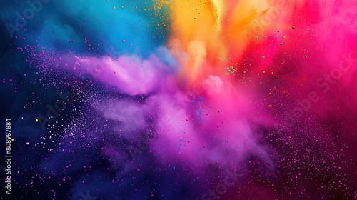 Tapeta dynamiczna, chmury z wybuchu kolorowego pyłu na święcie kolorów holi
