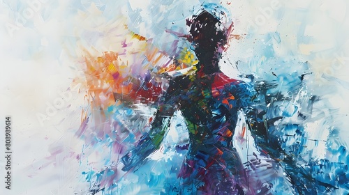 Expressive Abstract Depiction of a Feminine Figure in Motion