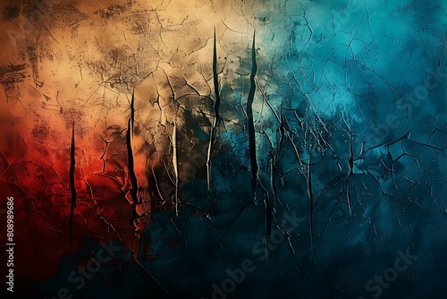Abstract Grunge Texture Background. Blue and Red division