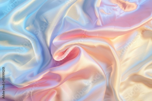 Elegant Blue and Pink Silky Fabric Texture with Soft, Flowing Waves and Subtle Lighting