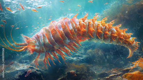 Scientific illustration of Anomalocaris: Based on fossil evidence and current research.