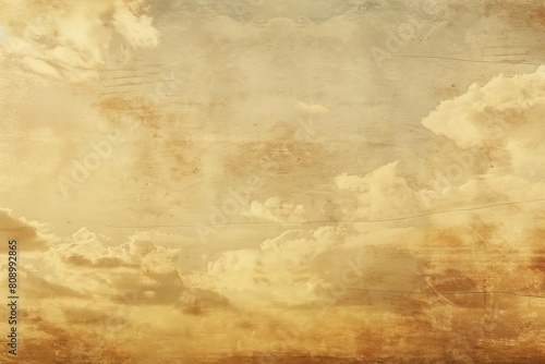 warm sepia toned sunset sky with vintage grain effect retro background design