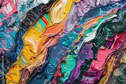 An abstract painting that is full of vibrant colors