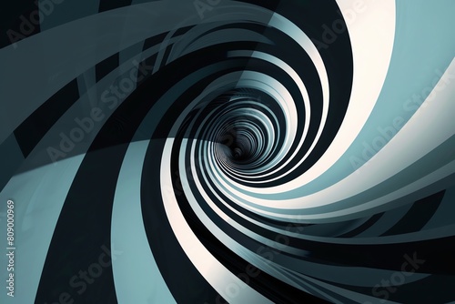 Create a 3D animation of a blue and white striped tunnel that appears to be rotating