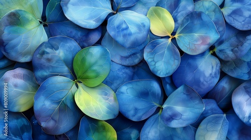 blue leaves green, decorative design digital elegant floral