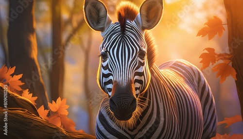 photorealistic, detailed, colorful, high-contrast, zebra 