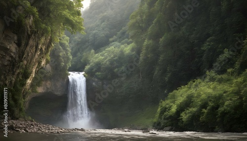A majestic waterfall cascading into a deep river g upscaled 2