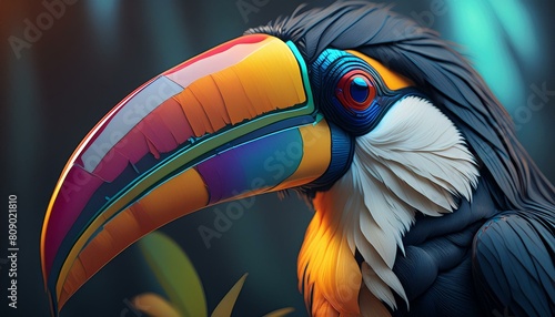 photorealistic, detailed, colorful, high-contrast, toucan
