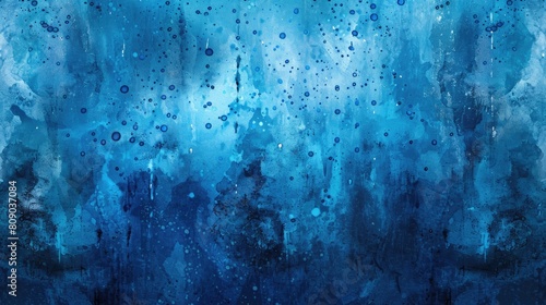 watercolor blue background raindrops on a window for rainy weather, aqua drops texture of rain water. Romantic rain weather texture