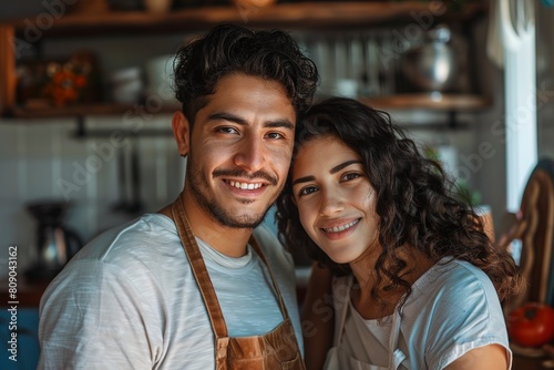Portrait of Latino spouses looking at camera