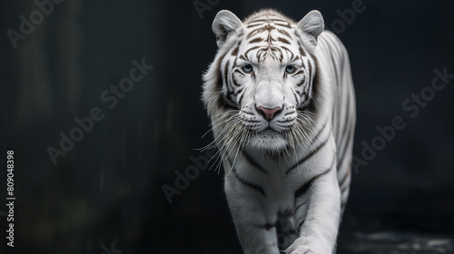 Tigre albino no fundo preto - wallpaper HD