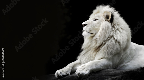 Leão albino no fundo preto - wallpaper HD