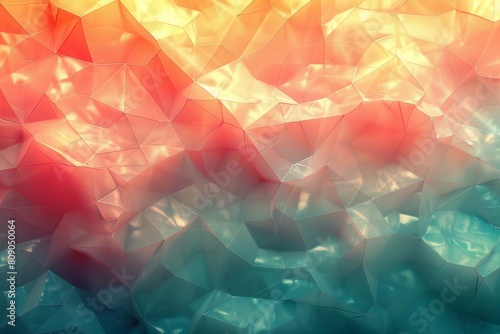 The image displays a vibrant abstract polygonal texture that seamlessly combines cool blues with warm yellows and reds