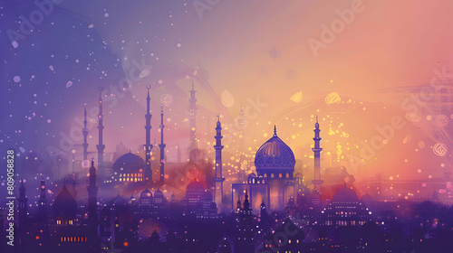 watercolor Eid-Ul-Adha festival celebration,Eid al adha, eid al fitr concept illustration card, background,Generative Ai