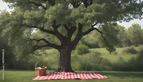 An icon of a tree with a picnic blanket spread ben upscaled 6