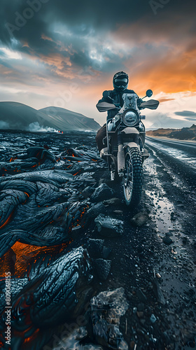Exploring Otherworldly Landscapes: Motorbike Adventure Through Icelandic Lava Fields