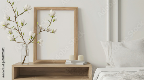 quadro em branco mockup com um vaso de planta ao lado - wallpaper