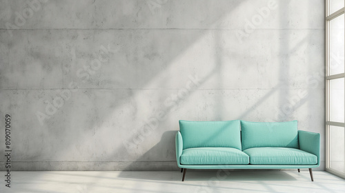 Sofá azul claro no fundo cinza - wallpaper HD
